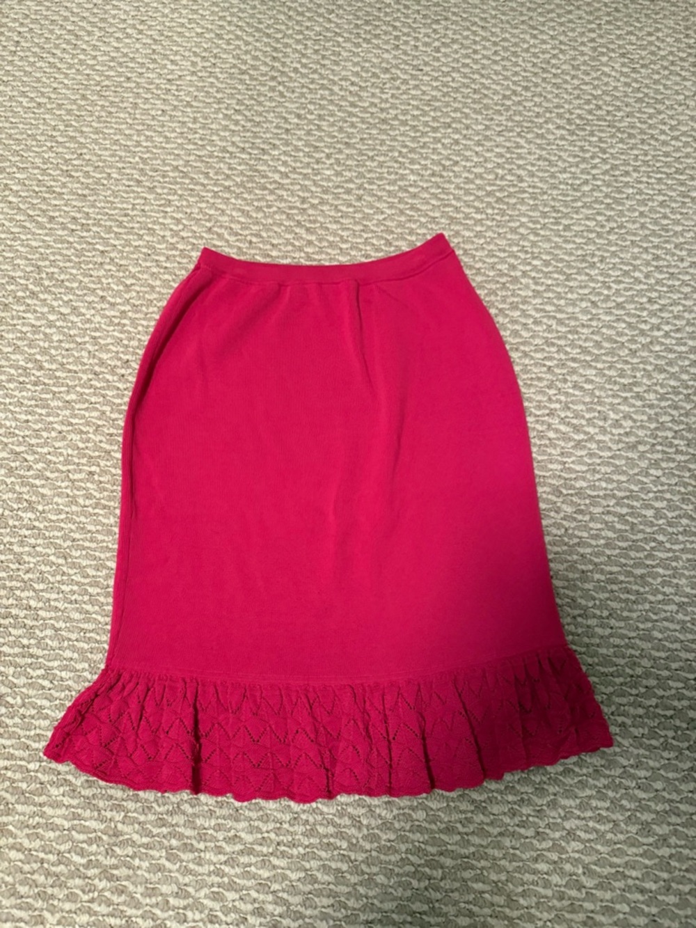 Bloomingdale's Fuchsia Knit Pencil Skirt with Ruffle Hem